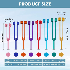 QNQ 7 Chakra Tuning Fork Set Mano de obra fina Curación de ADN Terapia de meditación Yoga con 1 Soul Purpose Manual Fuente de alimentación - Product Image 5