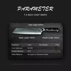 Cuchillo de Chef de acero de Damasco japonés personalizado al por mayor calidad premium con cuchillo de cocina profesional afilado fijo OEM ODM - Product Image 2