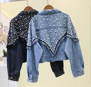 Femmes à la mode Design personnalisé couleur haute qualité voyage Denim vestes 100% coton jean façonné et élégant perle Denim vestes - Product Image 5