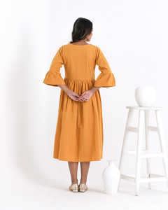 Haute qualité conception personnalisée tenue décontractée occidentale mignon motif solide longue robe Maxi pour l'été printemps élégant à la recherche naturelle - Product Image 2