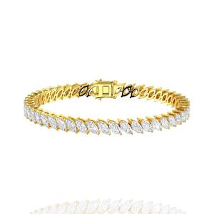 สร้อยข้อมือเพชรทรงมาร์คีส์สังเคราะห์แบบคลาสสิก ทอง 14 กะรัต สีขาว/เหลือง/โรสโกลด์ ความใส VVS2 รับรองโดย IGI ดีไซน์ทันสมัย - Product Image 3