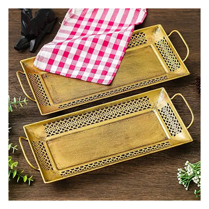 Bandeja de metal de diseño de flores con color dorado a precios económicos con color y tamaños personalizados para vajilla - Product Image 6