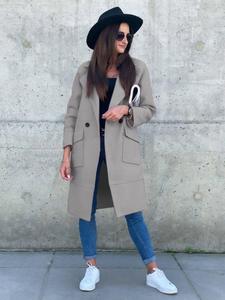 เสื้อโค้ทขนสัตว์ตัวยาวสไตล์เกาหลีวินเทจสุดหรูสำหรับผู้หญิงเสื้อโค้ทตัวยาวปานกลางคอปกพับลงสำหรับฤดูใบไม้ร่วงและฤดูหนาว - Product Image 2