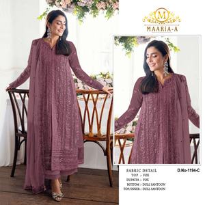 Nouvelle collection de costumes pakistanais en faux georgette lourd avec broderie et travail de séquence, costumes pakistanais de créateurs - Product Image 3