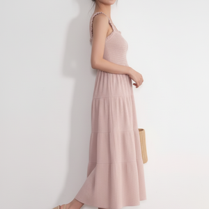 Vestido Casual de Resort para Mujer, con Cintura Fruncida, Escalonado, hasta la Rodilla, Elegante, sin Mangas, Corto, con Cintura Natural, Línea A - Product Image 1