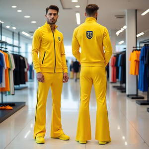 Chándal con cremallera al por mayor de alta calidad con pantalón acampanado/ropa deportiva para hombre, conjunto de invierno para correr, chándal para hombre con logotipo personalizado - Product Image 3