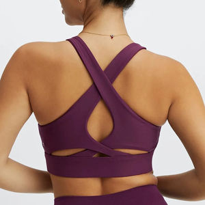 Sujetador deportivo personalizado de doble cara con espalda cruzada, sin aros, para yoga y fitness, transpirable, con tiras, ropa deportiva de gimnasio de secado rápido, talla mediana - Product Image 4