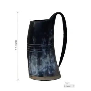 Tazas de cuerno de la mejor calidad, cuernos para beber, taza de cuerno vikingo de India, jarra con logotipo grabado personalizado - Product Image 2