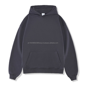 Sweat à capuche en coton brodé avec logo personnalisé, de haute qualité, uni, sans cordon, en molleton épais, streetwear, épais, pour homme, taille surdimensionnée - Product Image 6