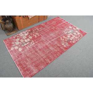 0.3x6.3 ft <b>Runner</b> Turkish Vintage Rug, <b>Red</b> Camouflage Wool Rug - Product Image 2