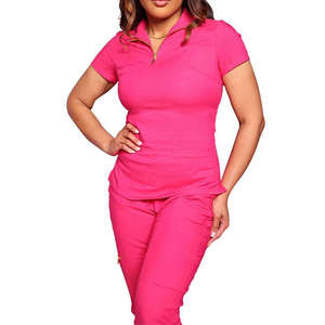 Mejor mujer 2024 nueva moda cremallera pulóver enfermera uniforme conjunto elástico Hospital Jogger venta al por mayor uniforme médico - Product Image 4