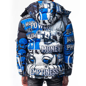 Veste matelassée longue en toile fine pour homme, de haute qualité, col rabattu, avec capuche, imperméable, coupe-vent, réversible devant - Product Image 4