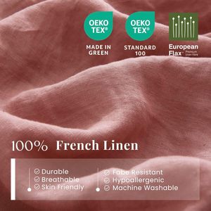 ベッドシーツセット100% フレンチリネン寝具セットフィットシートマッチ16インチマットレス4ピースクレイ - Product Image 6