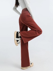 Nuevos Pantalones vaqueros de pierna recta informales de moda para mujer con cordón lavado Denim, versátiles - Product Image 2