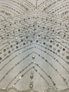 Tela de Encaje Bordada con Cuentas Pesadas Hecha a Mano de Lujo para Vestidos de Novia y de Noche - Product Image 4