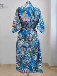 100% Cotton Short-Sleeved V-Neck Luxury <b>Kimono</b> Robe Indian Floral Print Bridesmaid Gift Summer Loungewear for <b>Women</b>/Unisex - Product Image 6