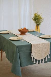 Caminos DE MESA DE LINO rústicos hechos a mano para decoración de mesa de comedor de granja de boda con tela sostenible duradera natural suave - Product Image 5