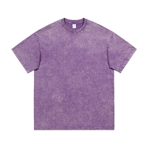 Best Design Men's Heavyweight 100% Cotton T-Shirt High Quality Stone-Washed Custom Plain Boxy Fit Acid-Wash <b>Tshirts</b> in 12 Colors - Product Image 3