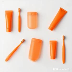 Kit de brosse à dents élégant pour hôtel orange | Ensemble de soins bucco-dentaires minimaliste avec dentifrice et étui de voyage Boîte de 50 personnaliser - Product Image 2