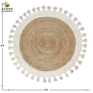 พรมที่กำหนดเองสำหรับห้องนั่งเล่นที่ทำจากวัสดุปอกระเจาและผ้าฝ้าย100% พรมทำด้วยมือธรรมชาติที่ปรับแต่งได้ - Product Image 4