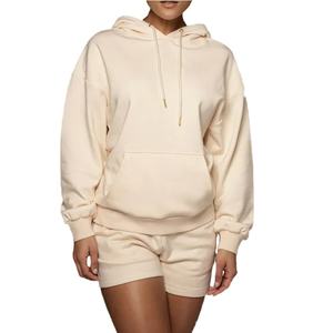 Vente en gros de pulls de survêtement pour femmes LOGO personnalisé sweats à capuche et shorts pour femmes ensembles 2 pièces sweat à capuche en coton et polaire pour femmes - Product Image 6
