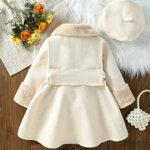 Abrigo de lana casual de invierno para niña, diseño estampado, nueva técnica, cuello de piel de conejo, capucha, abrigo largo, lindo, de algodón, para adolescentes - Product Image 4