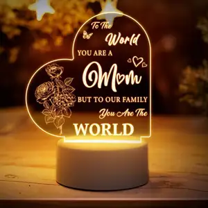 Mothers Day Mom Gifts Acrylic Night Light - Birthday Gifts for Mom from Daughter Son Mother's Day Gifts Night Light