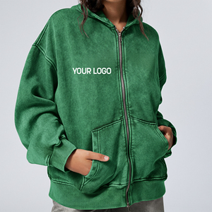 Sudaderas Personalizadas para Mujer, 500 Gsm, Lavado Ácido, Cierre Completo, Invierno, 100% Algodón, Ajuste Holgado y Cómodo, Venta al Por Mayor - Product Image 4