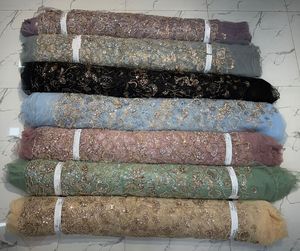 Cao Cấp Sequin Thêu Vải Lưới Với Đẹp Hoa Mẫu Tính Năng Không Thấm Nước Cho Partywear Áo Sarees Dresses - Product Image 1