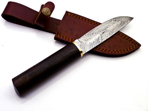 Couteau Offre Spéciale Skinner avec manche en bois naturel et gaine en cuir véritable pour la chasse Support OEM disponible Couteau de chasse médiéval - Product Image 3