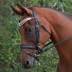 ชุดเดรสหนังแบบแยก3แถวแบบพรีเมี่ยมหนังวัวสีดำทาน้ำมันพร้อมหัวเข็มขัดสแตนเลสเย็บมือสำหรับม้า - Product Image 2