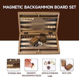 <b>Wooden</b> Folding Inlay <b>Backgammon</b> Board Game <b>Set</b>, Classic Traditional Board Games, Portable Travel Board Game for Kids and Adults - Product Image 6