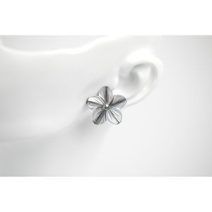 Boucles d'oreilles clous en forme d'étoile et de fleur, plaquées rhodium, de grande taille - Product Image 5