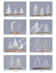 Nickel arbre de noël ski bonhomme de neige Sculpture photophore bougeoir en aluminium et bois Base moderne décoration de noël article cadeau - Product Image 5