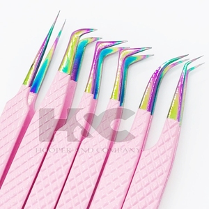 Pince à épiler personnalisée vison marque privée logo extension de cils pince à épiler durable en acier inoxydable fibre pointe pince à épiler logo emballage - Product Image 6