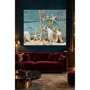 Impression sur toile sur bois turquoise de Fida Starfish and Shells - Product Image 2