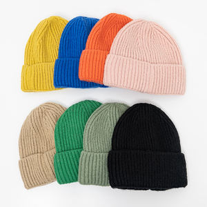 Gorro liso al por mayor, gorro de invierno tejido con puños de dos tonos y logotipo bordado personalizado para mantener el calor - Product Image 2