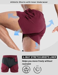 กางเกงขาสั้นออกกำลังกายแบบแห้งและน้ำหนักเบาของผู้ชายลายทึบกระเป๋าลำลองใช้งานง่ายเป็นมิตรกับสิ่งแวดล้อมมีกระดุมซับในกระเป๋าตกแต่ง - Product Image 5