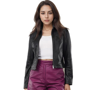 Veste en cuir véritable personnalisée pour les femmes | Slim Fit Ladies Fashion Outerwear | Fournisseur OEM ODM - Product Image 2