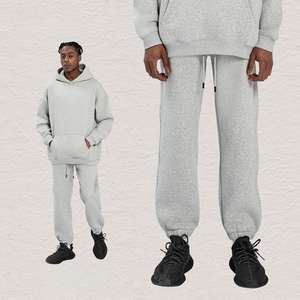 350GSM Fleece-<b>Lined</b> Hoodie Set Autumn Winter Style Unisex Long-Sleeve Sweatshirt with Cuffed <b>Pants</b> Factory Wholesale hot sell - Product Image 3