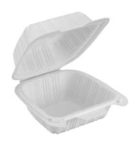 <b>Disposable</b> microwave safe white <b>containers</b> 6 in <b>food</b> clamshell MFPP - Product Image 3