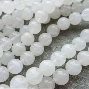 ลูกปัดหยกขาวธรรมชาติลูกปัดกลมอัญมณี4มม. 6มม. 8มม. 10ชิ้นหรือ1เส้นอุปกรณ์งานฝีมือ - Product Image 1