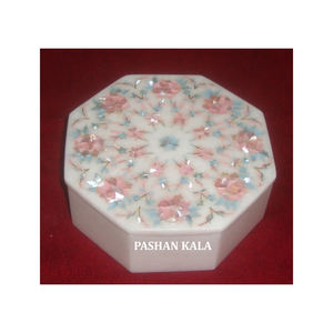 Boîte en marbre incrusté de nacre de qualité supérieure Boîte à bijoux en marbre incrusté créative pour la décoration de votre maison et de votre bureau - Product Image 1