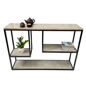 Modern Luxury Decorative Plywood <b>Console</b> <b>Table</b> Convertible Iron Frame Brass Accents Industrial Contemporary for Villas CSTC040 - Product Image 1
