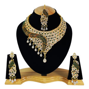 Parure de bijoux vintage en alliage zirconium en forme de fleur, collier, boucles d'oreilles, serre-tête, plaqué rhodium bleu, pour femme, fiançailles, mariage, fête - Product Image 1