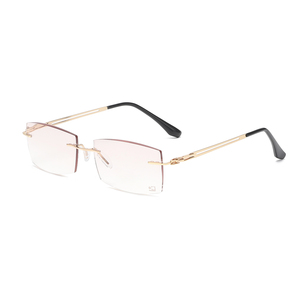 RTS Rectangle Rimless Diamond Cut Anti-Blue <b>Light</b> <b>Reading</b> <b>Glasses</b> with Metal Temples and PC Lenses for Men Women - Product Image 5