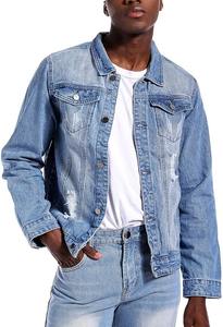 Automne mode mince 100% coton hommes Denim veste longueur régulière décontracté plaine coquille avec remplissage coton - Product Image 3