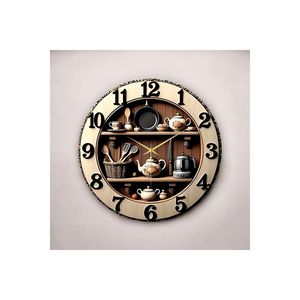 Horloge murale silencieuse en bois rond de 50 cm avec motif imprimé coloré, style classique, pour cuisine, cadeau - Product Image 5