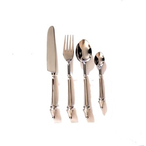 Ensemble de 4 couverts en acier inoxydable idéal pour la cuisine, la salle à manger et la maison, couverts plaqués couleur argent, dernière poignée - Product Image 1
