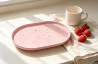 Kleurige gevlekte ovale melamine serveerschaal lichtgewicht onbreekbaar koffie fruit schaal 13,9 inch modern huishoudelijk restaurant voedsel